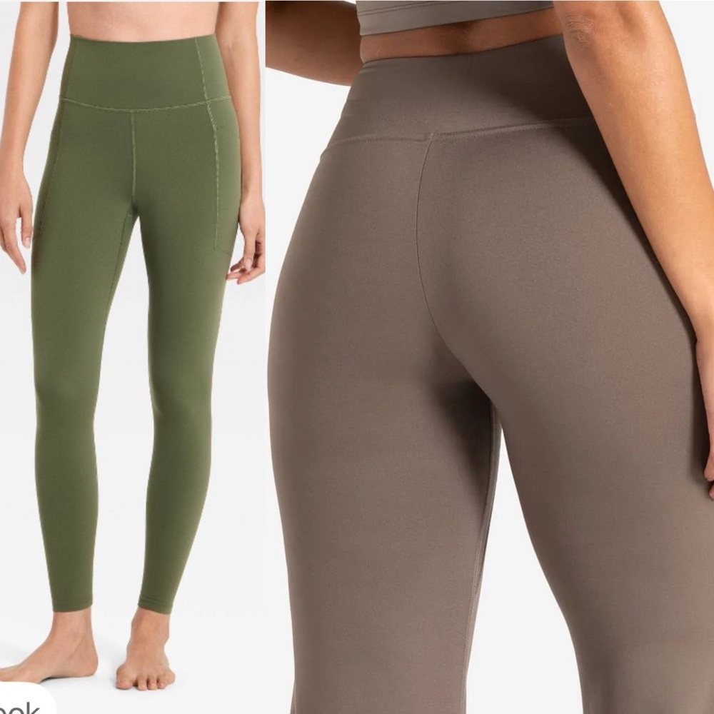 Bundle of 2 All In Motion High-Rise Performance Leggings - Olive Green and Taupe